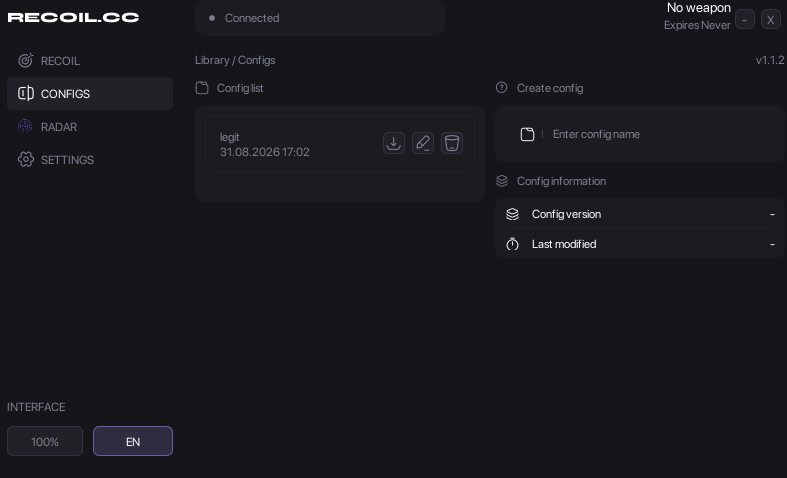 Saved configurations