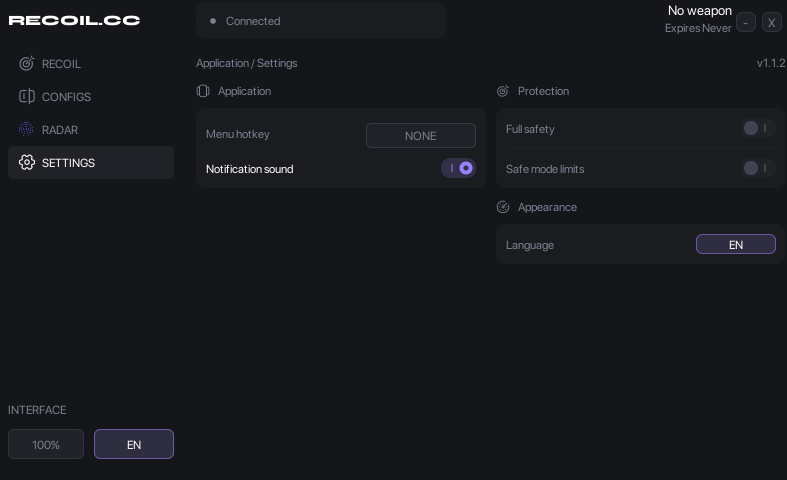 Application settings